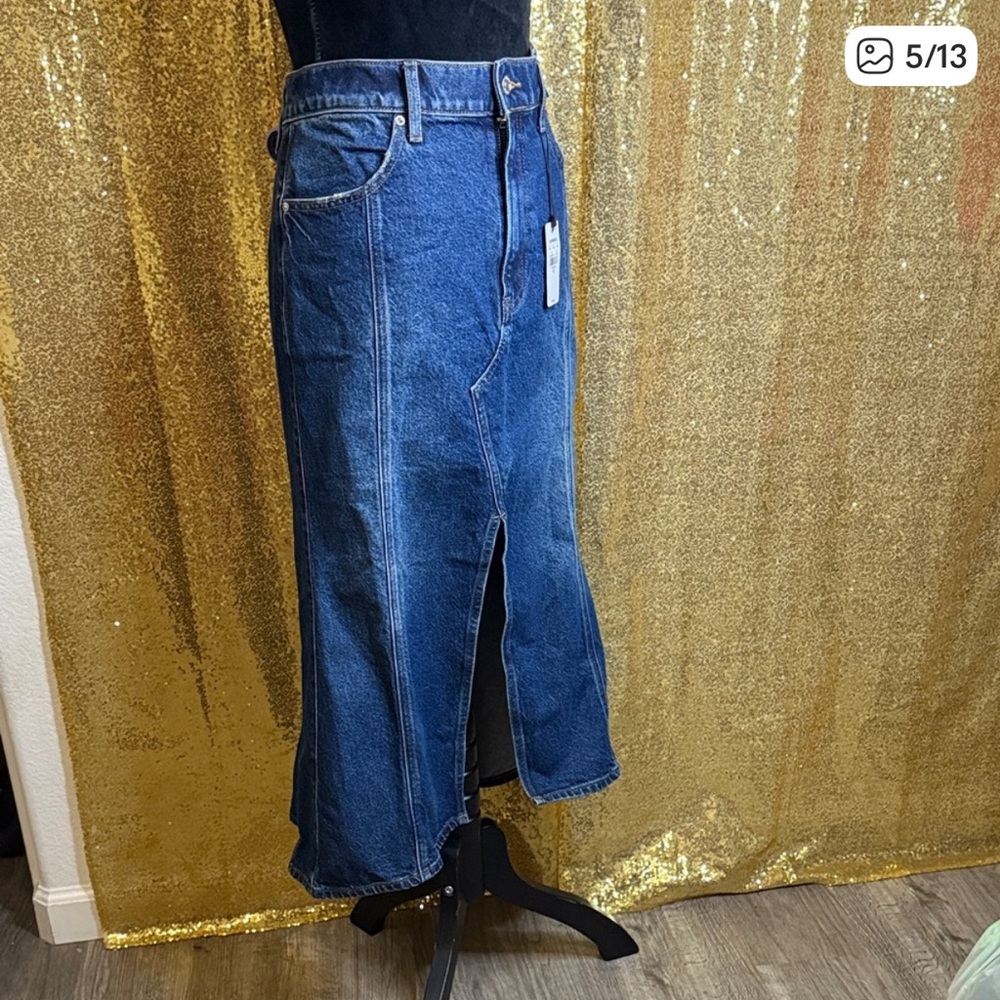 Express Blue Denim Midi Skirt - Picture 3 of 4